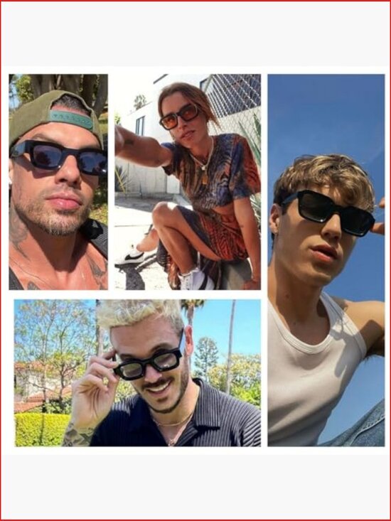 Retro Rectangle Sunglasses, UV400 Protection, Unisex, Full Frame main image 5